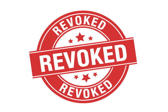 A red stamp with the word revoked on for indicating cancellation or rejection