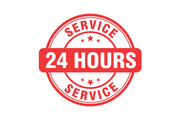 Red 24 hours service stamp on for customer support or emergency hotline concept