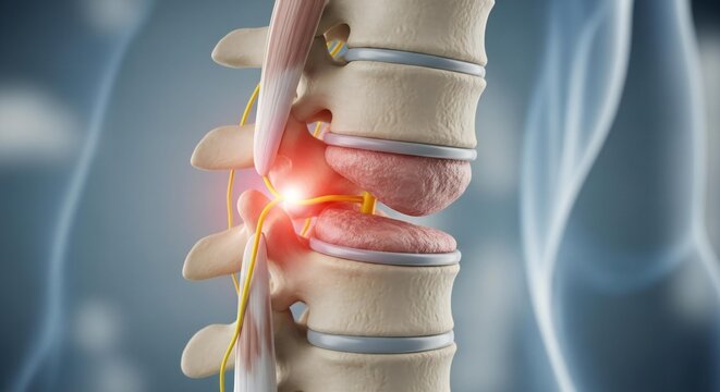 Spinal Injury Illustration Showing Damaged Vertebrae and Painful Area.jpeg