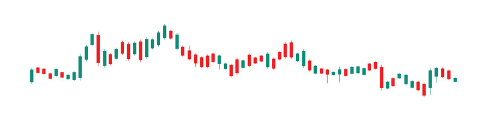 Bearish Red Candlestick Chart Showing Continuous Market Downtrend &ndash; Stock, Forex & Crypto Price Decline Vector with Bullish & Bearish Analysis, Financial Trading Illustration