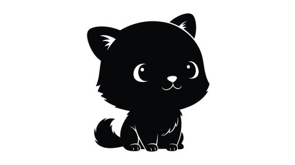 Obraz premium a cute black kitten illustration with a charming and simple silhouette