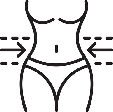 woman body shape illustration with arrows indicating waist reduction