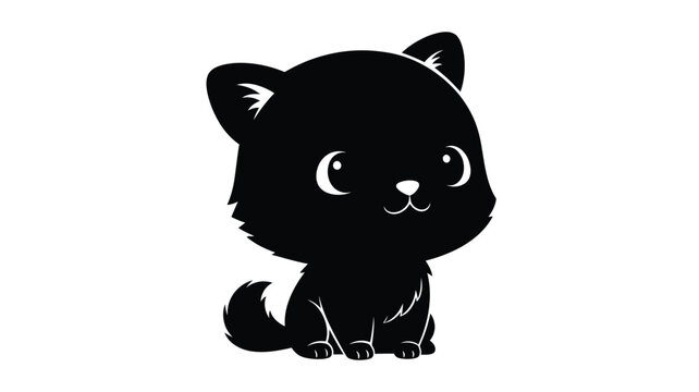 a cute black kitten illustration with a charming and simple silhouette