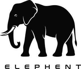 Obraz premium Elephant animal logo with strong wildlife silhouette symbol