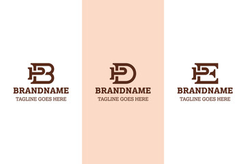 Letters PB PD PE Monogram Logo Set, for BP DP EP initials