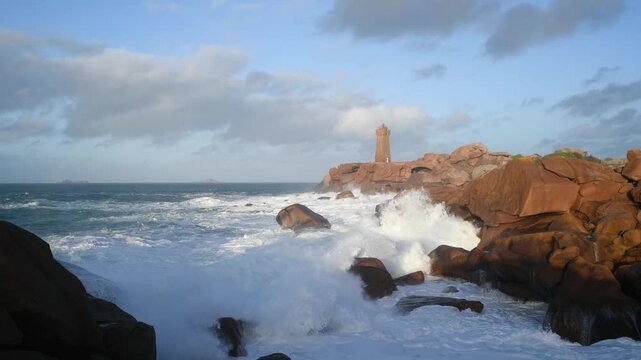 Coup de vent sur la c&ocirc;te de granit rose - Bretagne