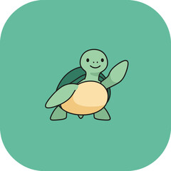Happy Cartoon Turtle Illustration Design Element.