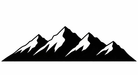 Majestic mountain range silhouette against a white background.