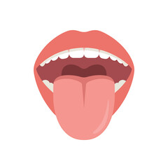 Cartoon illustration of human mouth with tongue out showing teeth