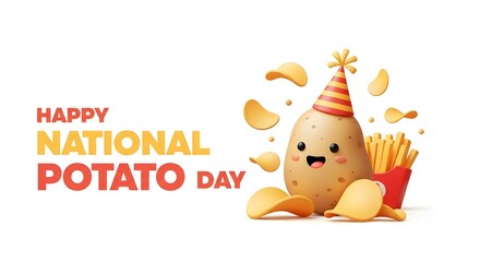 National Potato Chip Day celebration with  Fries and Potatoes Illustration background