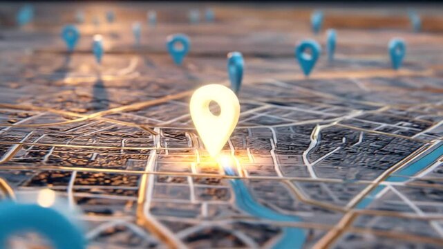 Abstract map with location markers navigation and information concept