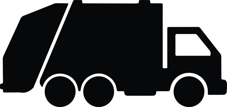 Isolated simple garbage truck waste collection vehicle side view icon illustration vector