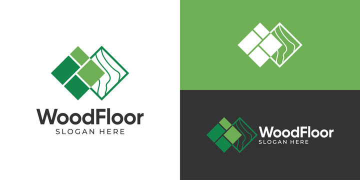 Creative simple wood floor logo template. Tiles flooring logo design vector illustration.