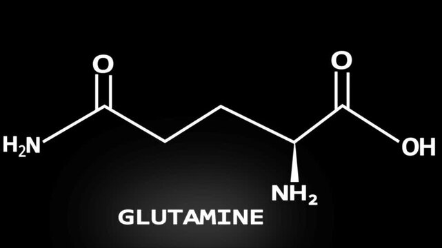 Glutamine Molecular Structure Displayed on tranasparant Backgrounds.
