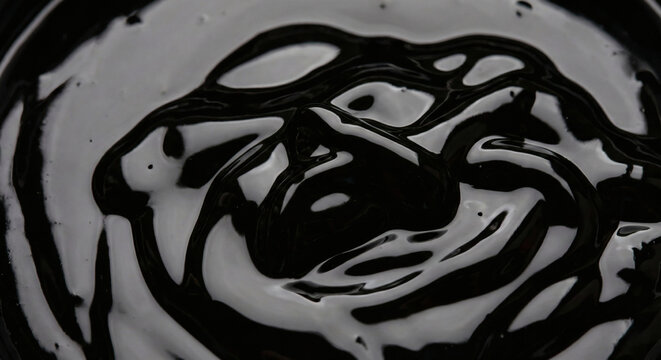 Black crude oil liquid surface texture close up