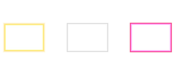 Neon glowing rectangular frame with red white yellow  light effects isolated on transparent background. Futuristic glowing rectangle border. Vector illustration