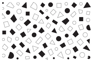 Collection of various black and white geometric shapes