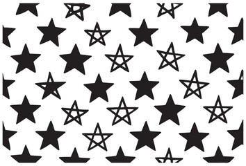 Obraz premium Black stars and pentagrams on white background