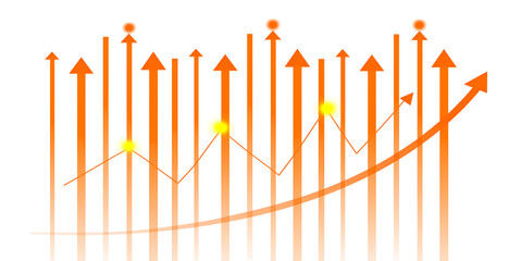 Fototapeta premium Orange Business Growth Chart with Rising Arrows and Success Indicators