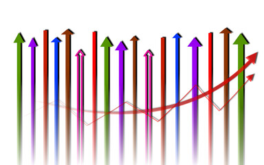Fototapeta premium ​Rising Business Market Data Analytics with Colorful Upward Growth Arrows