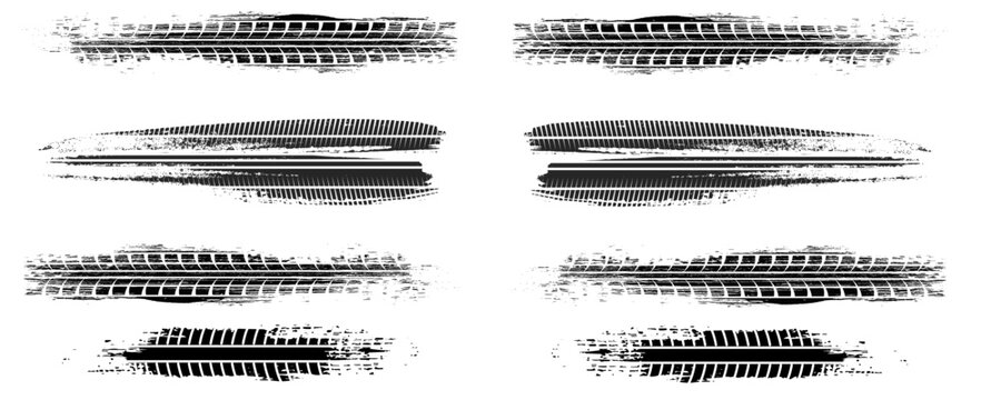 Vector Print Textured Tire Track . Design Element . Car tread silhouette . Mud splash grunge texture
