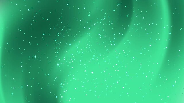 Abstract green aurora background with soft flowing light and scattered particle bokeh ideal for video overlays motion graphics and nature inspired designs.