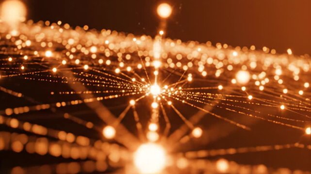 Abstract network of glowing dots and lines connecting data points