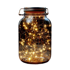 Fairy lights in glass jar with warm glowing lighting for home decor