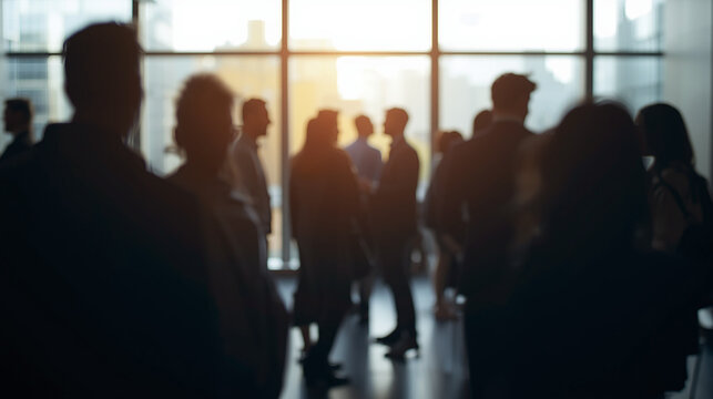 Professional Business Event Background with Soft Focus Crowd and Copy Space