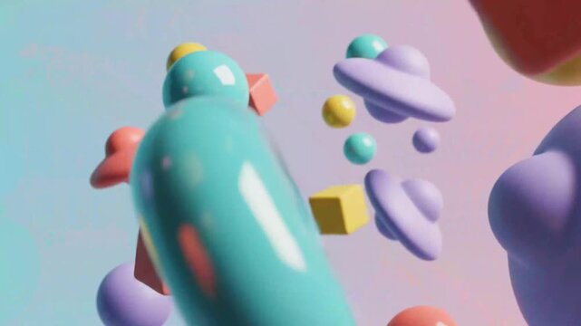 Abstract composition with geometric shapes in pastel colors