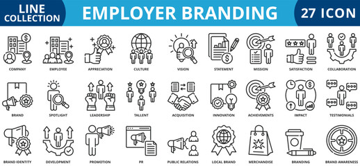 Employer branding icon set outline style icon set collection vector illustration