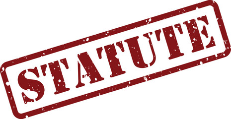 Red rectangular rubber stamp impression clearly displaying the word STATUTE with a vintage distressed appearance