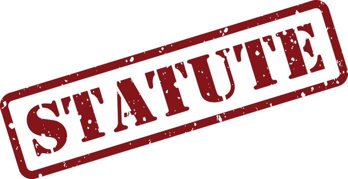Red rectangular rubber stamp impression clearly displaying the word STATUTE with a vintage distressed appearance