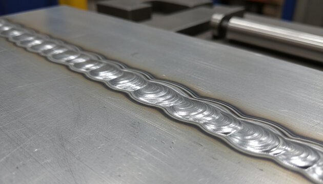 Friction stir welding FSW seam on aluminum aerospace plate macro
