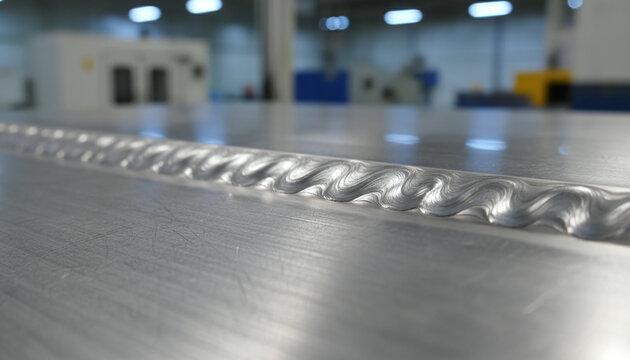 Friction stir welding FSW seam on aluminum aerospace plate macro