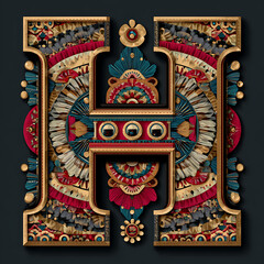 Obraz premium A layout richly decorated with retro-style ornamentation motifs made up of the letter 'H' (3)