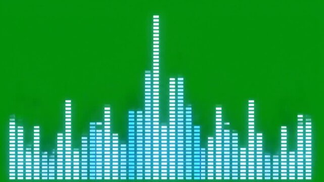 Abstract equalizer visual display on green screen for audio editing