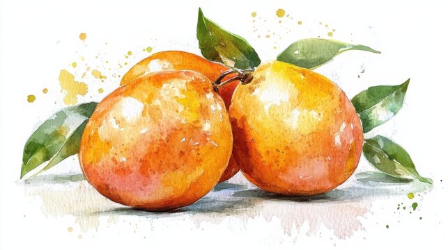 adorable watercolor sapodilla fruit, white background
