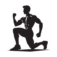 gym trainer vector silhouette clip art logo design illustration. abstract gym icon collection