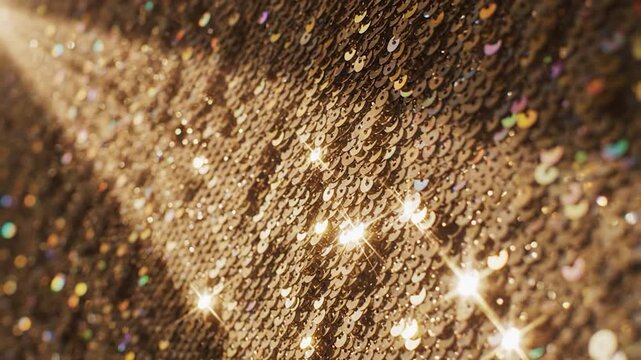 Sparkling Gold Sequin Fabric Texture Background
