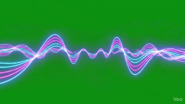 Abstract glowing waveform on green screen for motion graphics