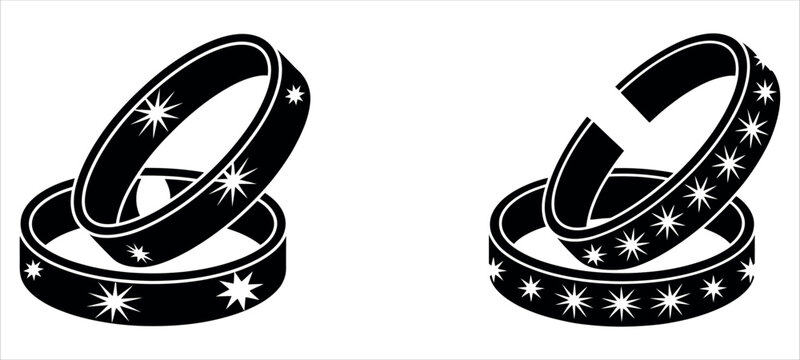 Black and white Bangles with star designs vector illustration.