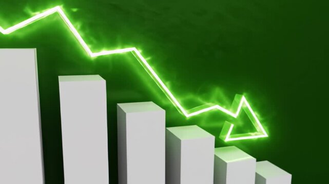 Downward chart with arrow representing decline and economic recession