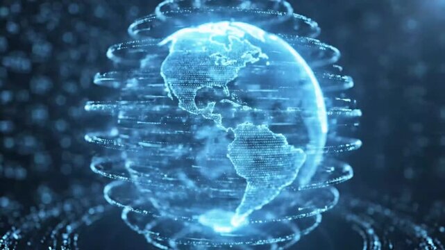 Abstract globe illustration with data visualization representing technology