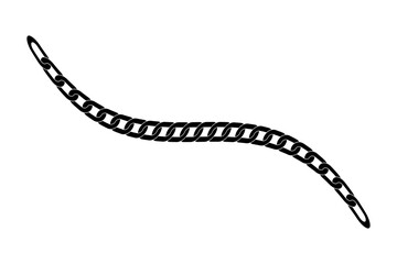 Fototapeta premium Wavy Black Outline Chain Link Segment Sketch for Minimal Design and Connection Strength Concept isolated on transparent background wireframe doodle stroke line vector graphic art simple