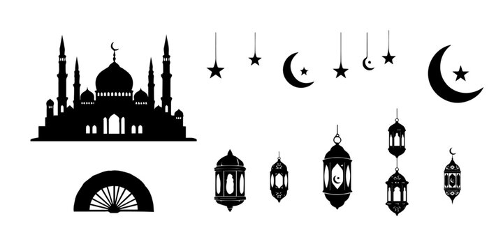 Ramadan elements and islamik icon element vector illustration 