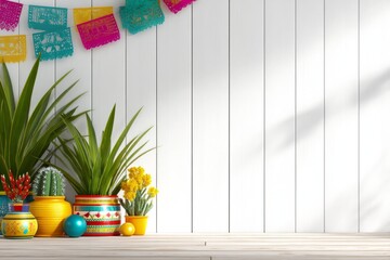 Fototapeta premium Festive Scene with Colorful Decorations for Cinco de Mayo Celebration