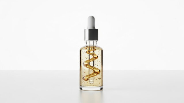 Glass Dropper Bottle with Golden Spiraled Liquid