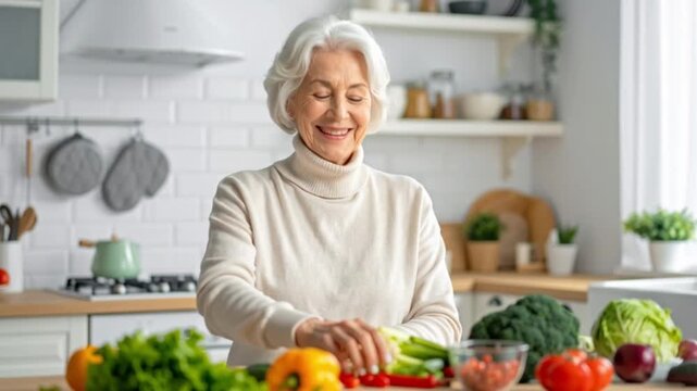 Seniorin in einer modernen K&uuml;che