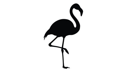 a striking black flamingo bird in a simple elegant silhouette © Sogir